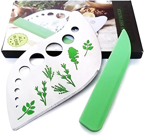 Herb Stripper Tool Herb Cutter Stainless Steel 9 Holes Herb Zip Tool Herb Chopper Kitchen Gadgets Leaf Stripper for Kale Thyme Rosemary Basil Tarragon